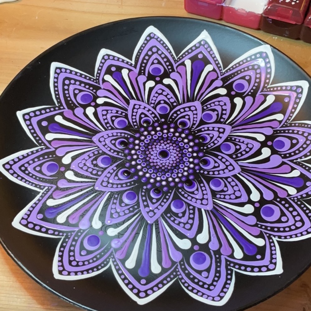Lavender Haze Collection mandala art my creation. Wall ring to hang included.